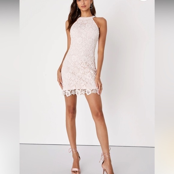 Lulus Love Poem Blush Pink Lace Mini Dress - Picture 2 of 10